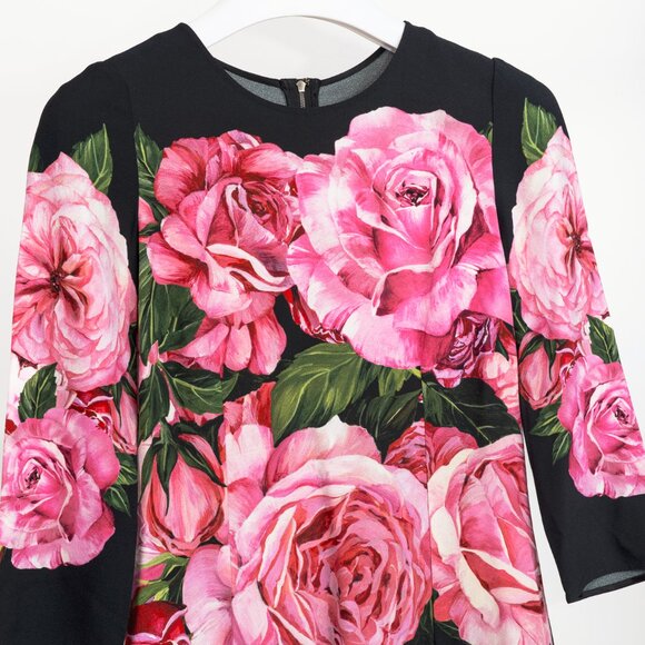 Dolce & Gabbana Nero Rose Floral Printed Crêpe Top - Picture 4 of 11